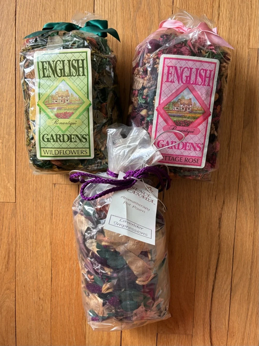 Potpourri Bags, 3 Sealed Bags, New Vintage, Wildflowers, Rose, Lavender